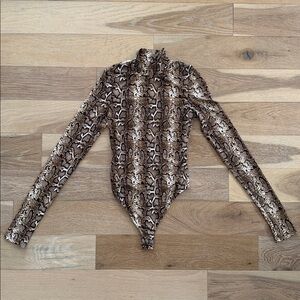naked wardrobe Snake Print Long Sleeve Bodysuit